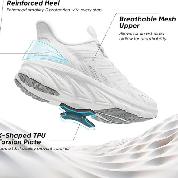 NWT BRAND NEW ALLSWIFT Women's Slip On Walking Shoes - White, US 9 - Picture 4 of 14